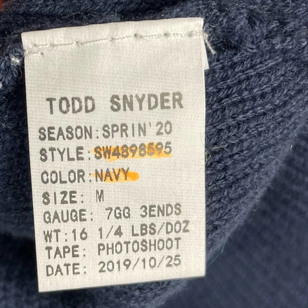 SOLD-NEW Todd Snyder Navy Blue Cardigan Sweater Vertical Stripe Button Front - Picture 7 of 8